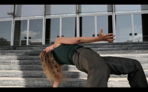 Film still: Contemporary dancer Maria Concetta Borgese in ‘Bifurcating Futures’, directed by Maj Hasager.
